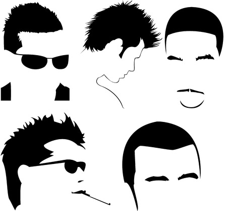 vector collection of men's different haircutsのイラスト素材