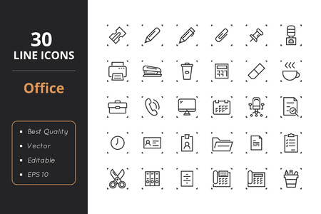 30 Office Line Iconsのイラスト素材