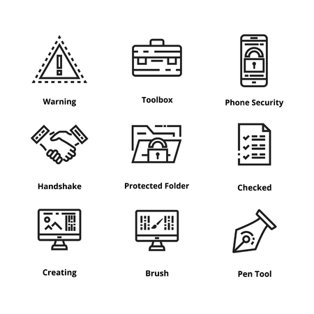 Set of high quality line icon. Icon for web and user interface.のイラスト素材