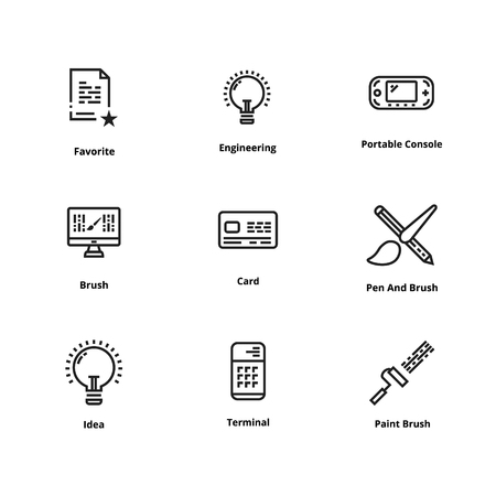 High quality line icons. Thin line icons for user interface and webのイラスト素材