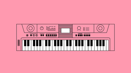 Synthesizer illustration on pink backgroundのイラスト素材