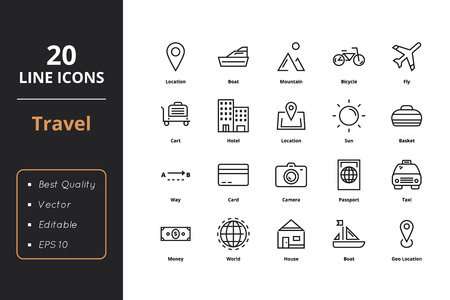 Travel line icons. Icons for user interface and webのイラスト素材