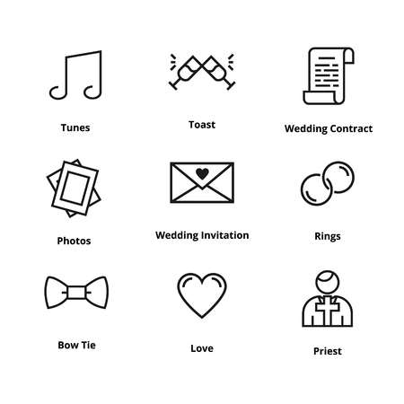 9 Wedding thin line icons. Icons for web and user interface.のイラスト素材