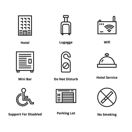 9 Hotel Line Iconsの写真素材