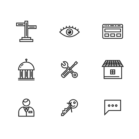 Simple nine line icons for user interfaces and web sites. Editable, eps 10, creative designのイラスト素材