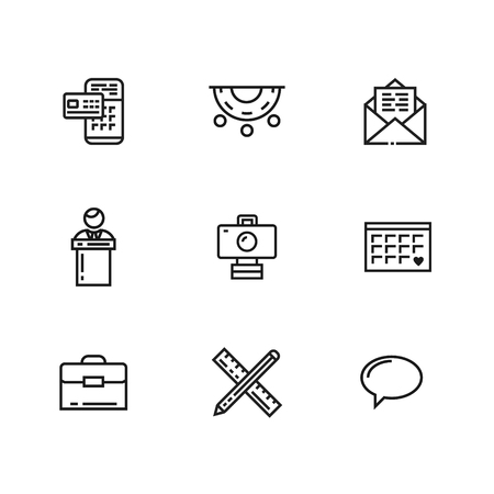 Simple nine line icons for user interfaces and web sites. Editable, eps 10, creative designのイラスト素材