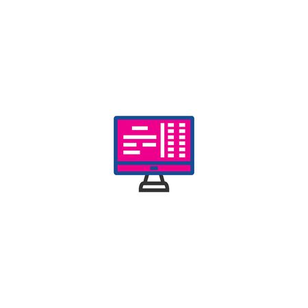 Abstract icon with monitor line icon for concept design. Technology concept vector design. Abstract technology concept. Vector set. Desktop computer monitor. Business analysis concept.のイラスト素材