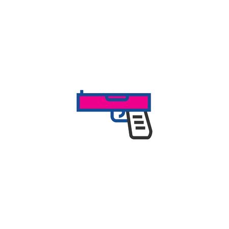 Abstract gun color line icon for web design. Vector business illustration. Linear vector illustration. Thin line illustration. Flat outline vector illustration. Graphic abstract background.のイラスト素材