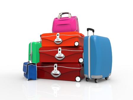 Set of suitcase isolated on whiteの写真素材
