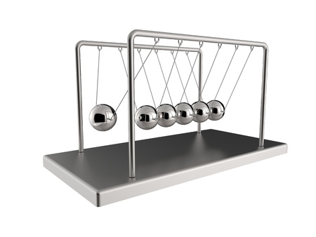 Newton s Cradle isolated on whiteの写真素材