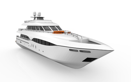 White Pleasure Yacht Isolated on White Backgroundの写真素材