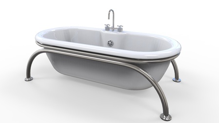 Modern Bathtub Isolated on White Background の写真素材