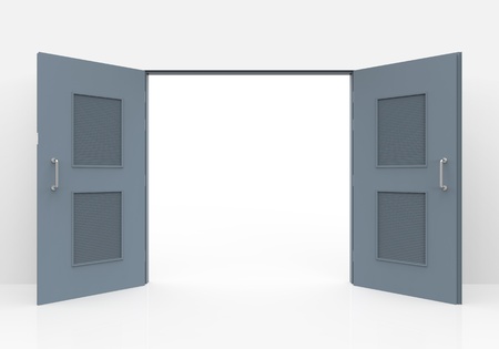 Open Door in Wallの写真素材
