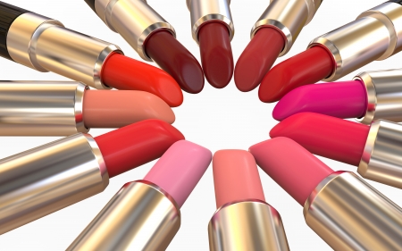 Lipsticks Isolated on White Backgroundの写真素材