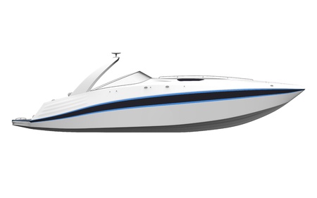 White Speedboat Isolated on White Backgroundの写真素材