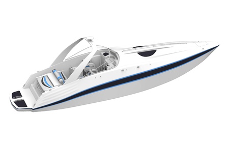 White Speedboat Isolated on White Background