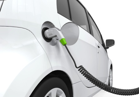 Electric Car in Charging Stationの写真素材
