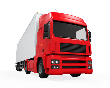 Red Cargo Delivery Truckの写真素材
