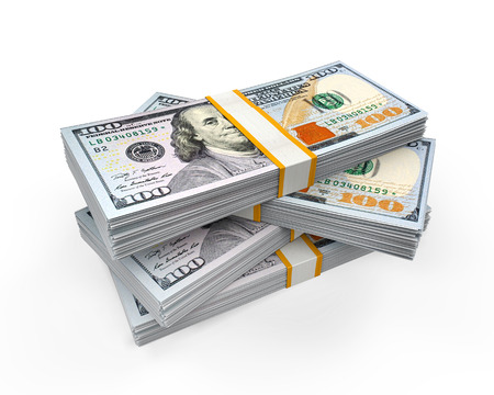 Stacks of New 100 US Dollar Banknotesの写真素材