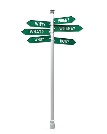 Sign Directions with Question Wordsの写真素材