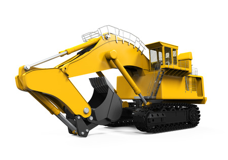 Yellow Excavator Isolatedの写真素材