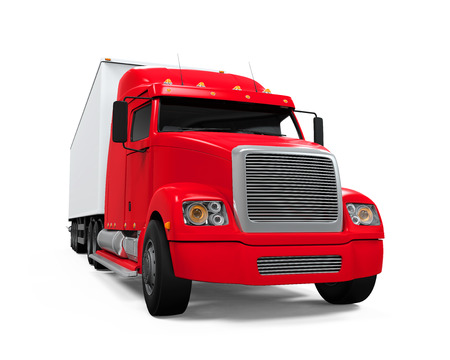 Red Cargo Delivery Truckの写真素材