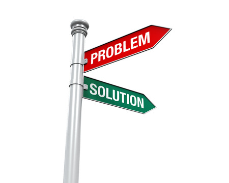 Direction Sign of  Problem and Solutionの写真素材