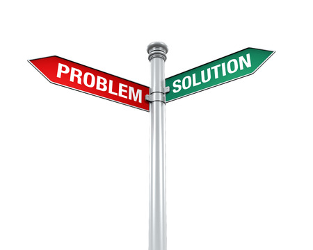 Direction Sign of  Problem and Solutionの写真素材