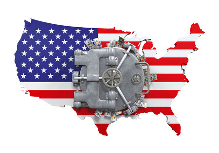 Bank Vault Door and USA Mapの写真素材