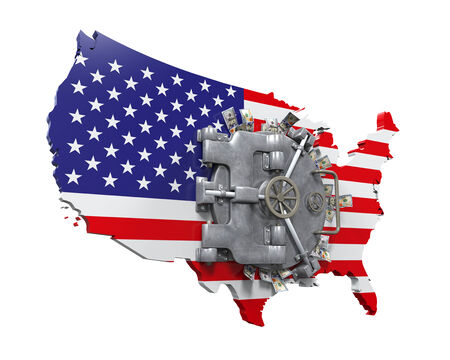 Bank Vault Door and USA Mapの写真素材
