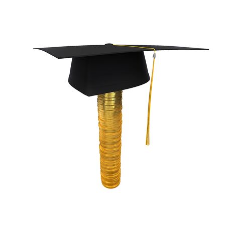 Graduation Cap on Stack of Money Coinsの写真素材