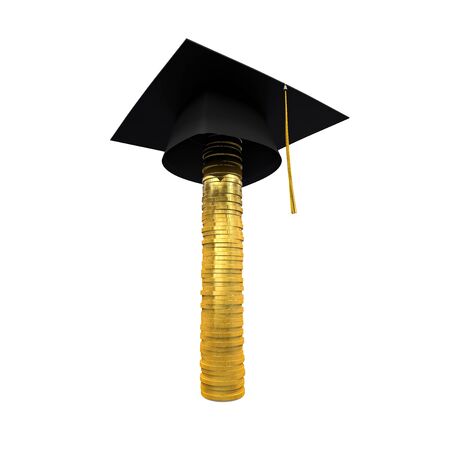 Graduation Cap on Stack of Money Coinsの写真素材