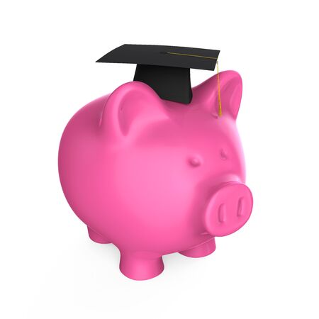 Piggy Bank with Graduation Capの写真素材