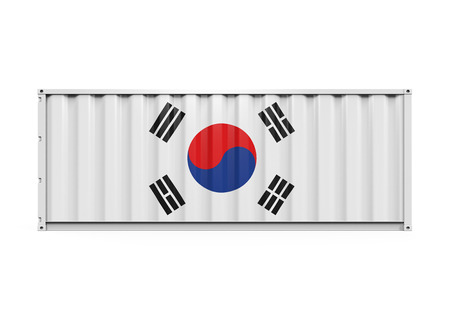 Container with Korea Flagの写真素材