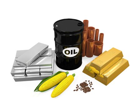 Commodities - Oil, Gold, Silver, Copper, Corn and Coffee Beansの写真素材