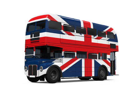 Double Decker Bus Britain Flagの写真素材