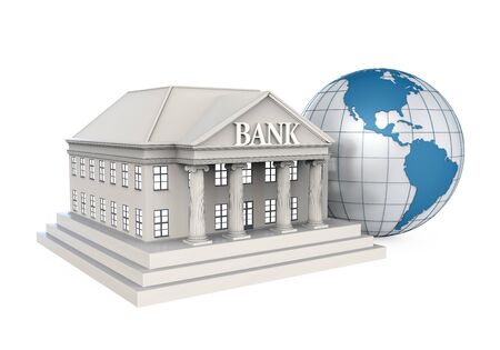 Bank Building and Globeの写真素材