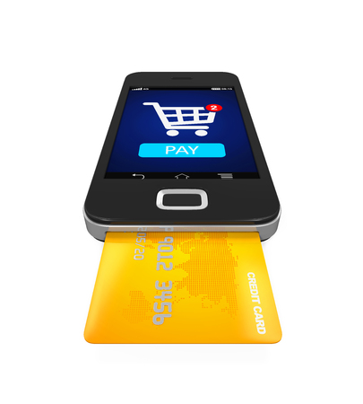 Smartphone with Credit Cardの写真素材