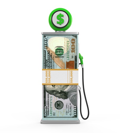 Dollar Stack and Gas Pump Nozzleの写真素材