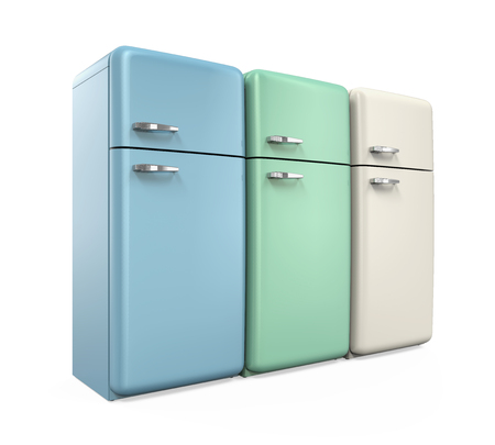 Retro Refrigerators Isolatedの写真素材