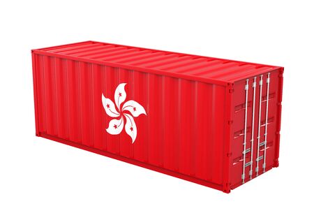 Container with Hong Kong Flag Isolated