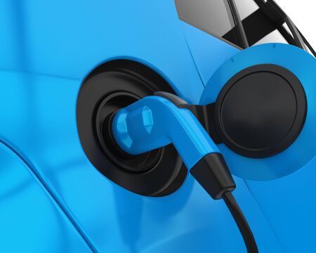 Electric Car in Charging Stationの写真素材