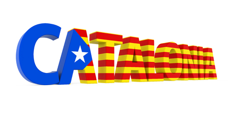 Word Catalonia with National Flag Isolatedの写真素材