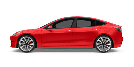Red Sedan Car Isolatedの写真素材