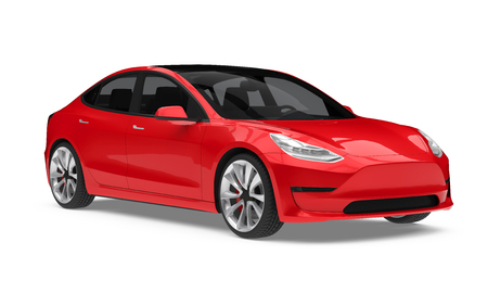 Red Sedan Car Isolatedの写真素材