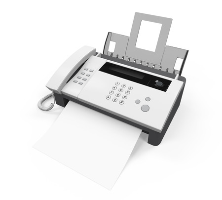 Fax Machine with Paper Isolatedの写真素材