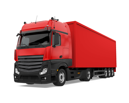 Red Container Truck Isolatedの写真素材