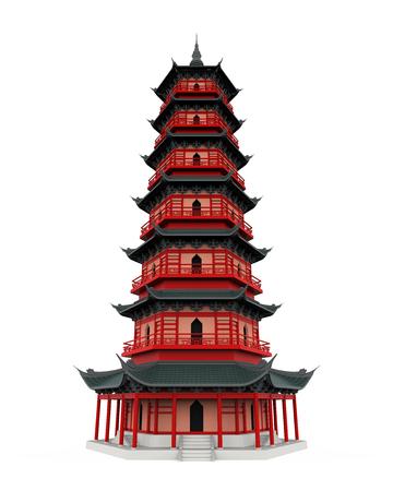 Chinese Pagoda Tower Isolatedの写真素材
