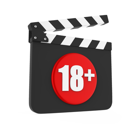 Movie Slate with 18+ Age Restriction Sign Isolatedの写真素材