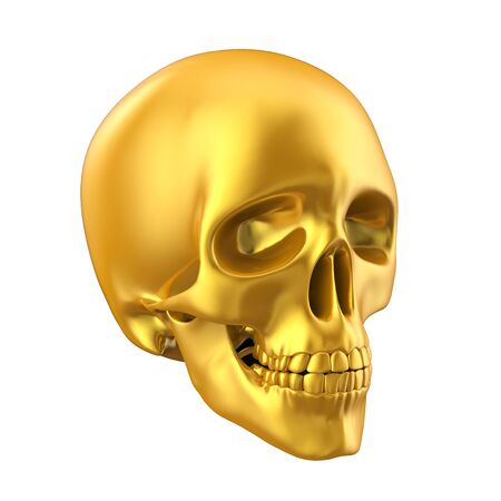 Golden Human Skull Isolatedの写真素材